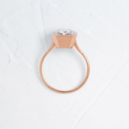 Solitaire Bezel-Square Radiant Lab Grown Diamond Engagement Ring