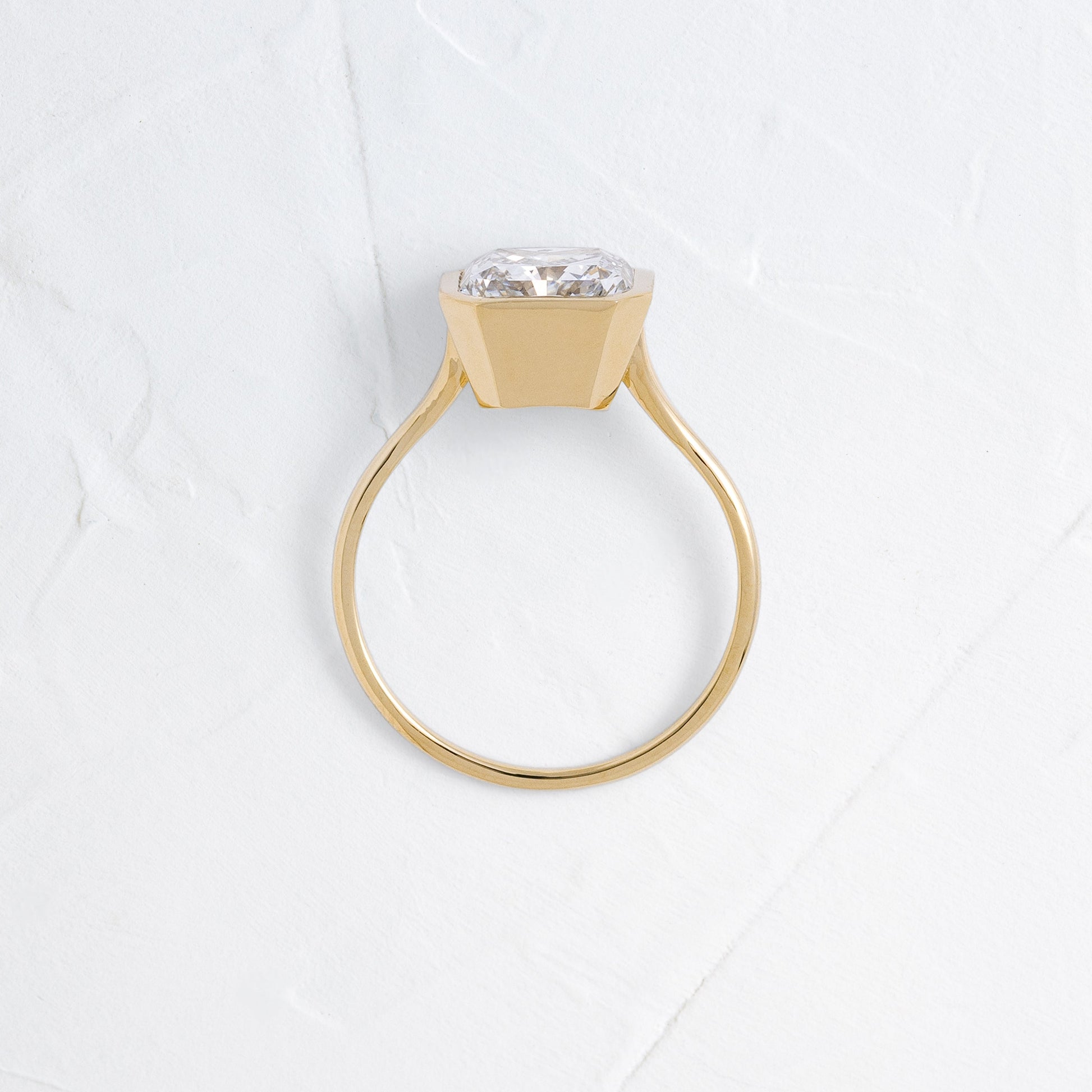 Solitaire Bezel-Square Radiant Lab Grown Diamond Engagement Ring
