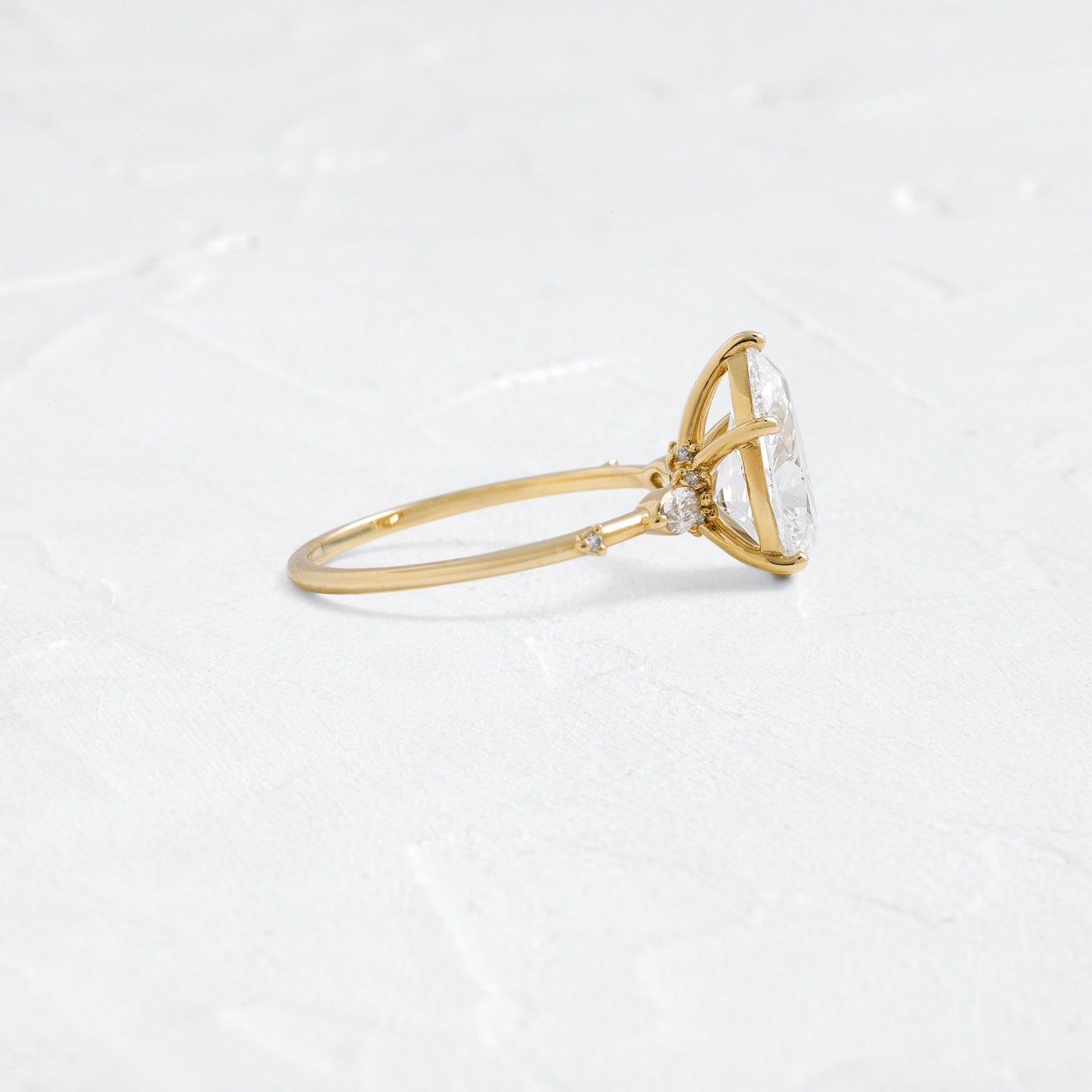 Three Stone Dainty Pave-Pear Lab Grown Diamond Engagement Ring