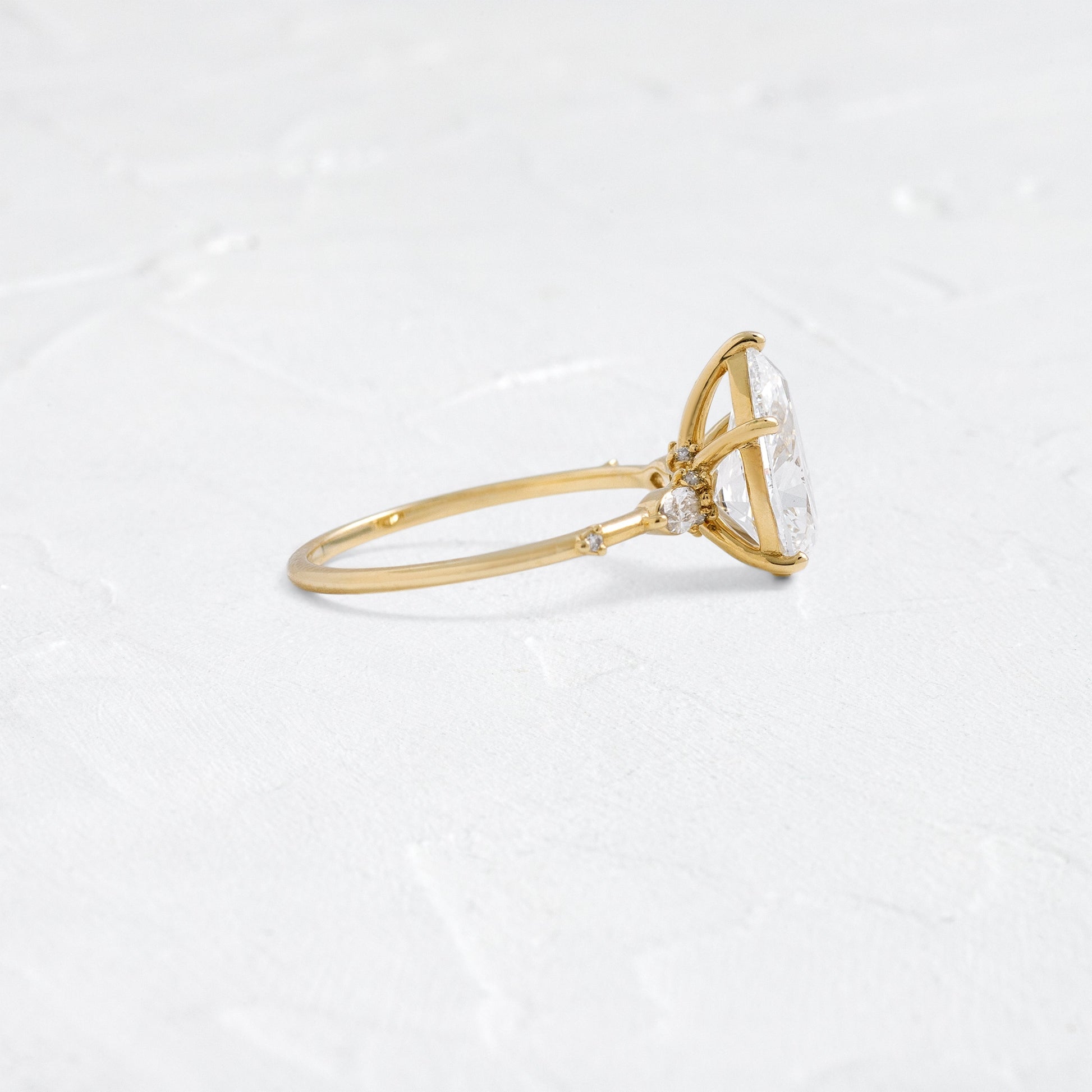 Three Stone Dainty Pave-Pear Lab Grown Diamond Engagement Ring