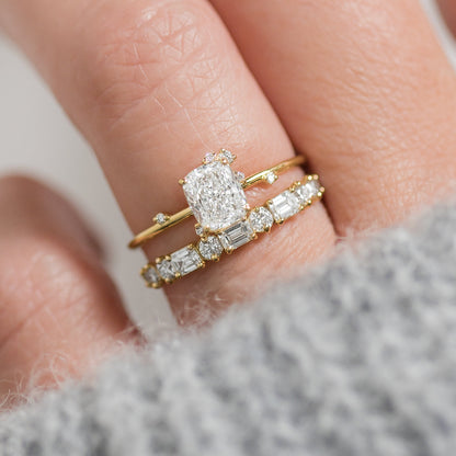 Cluster-Elongated Cushion Lab Grown Diamond Engagement Ring