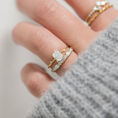 Cluster-Elongated Cushion Lab Grown Diamond Engagement Ring