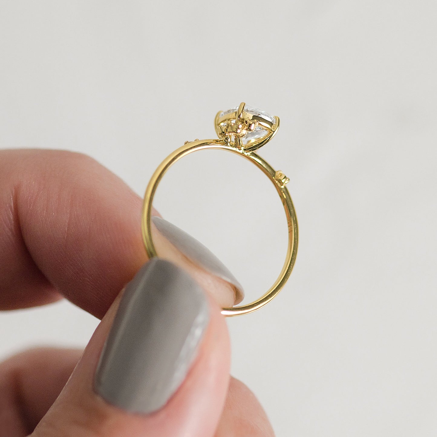 Cluster-Elongated Cushion Lab Grown Diamond Engagement Ring