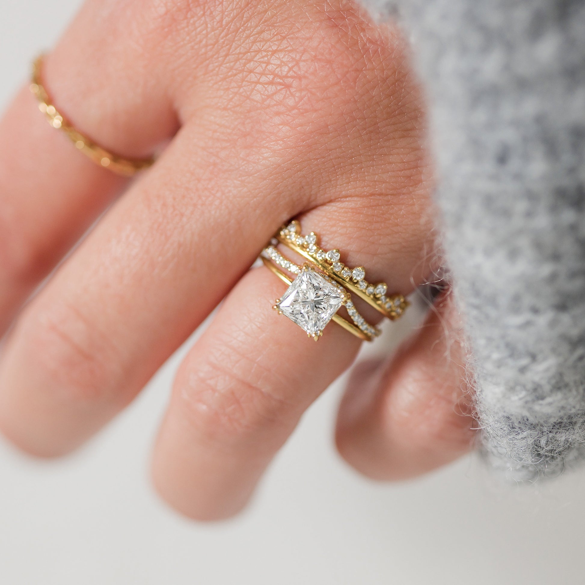 Solitaire Triple Prong-Radiant Lab Grown Diamond Engagement Ring
