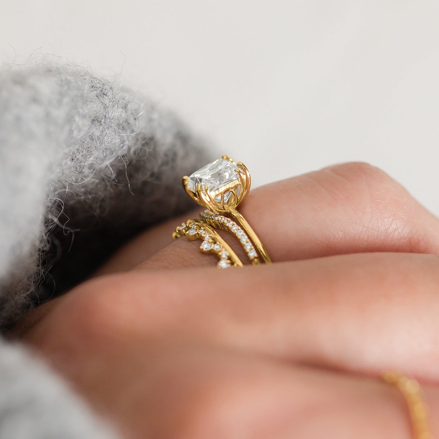Solitaire Triple Prong-Radiant Lab Grown Diamond Engagement Ring