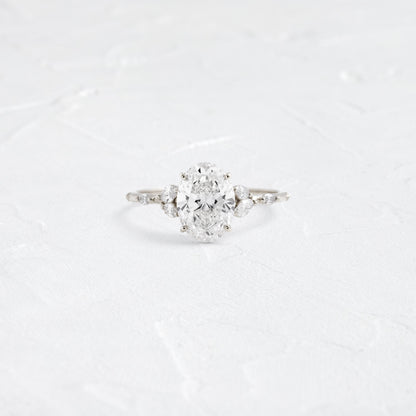 Cluster-Oval Lab Grown Diamond Engagement Ring