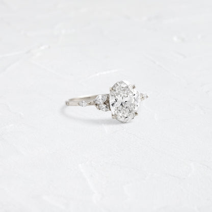 Cluster-Oval Lab Grown Diamond Engagement Ring