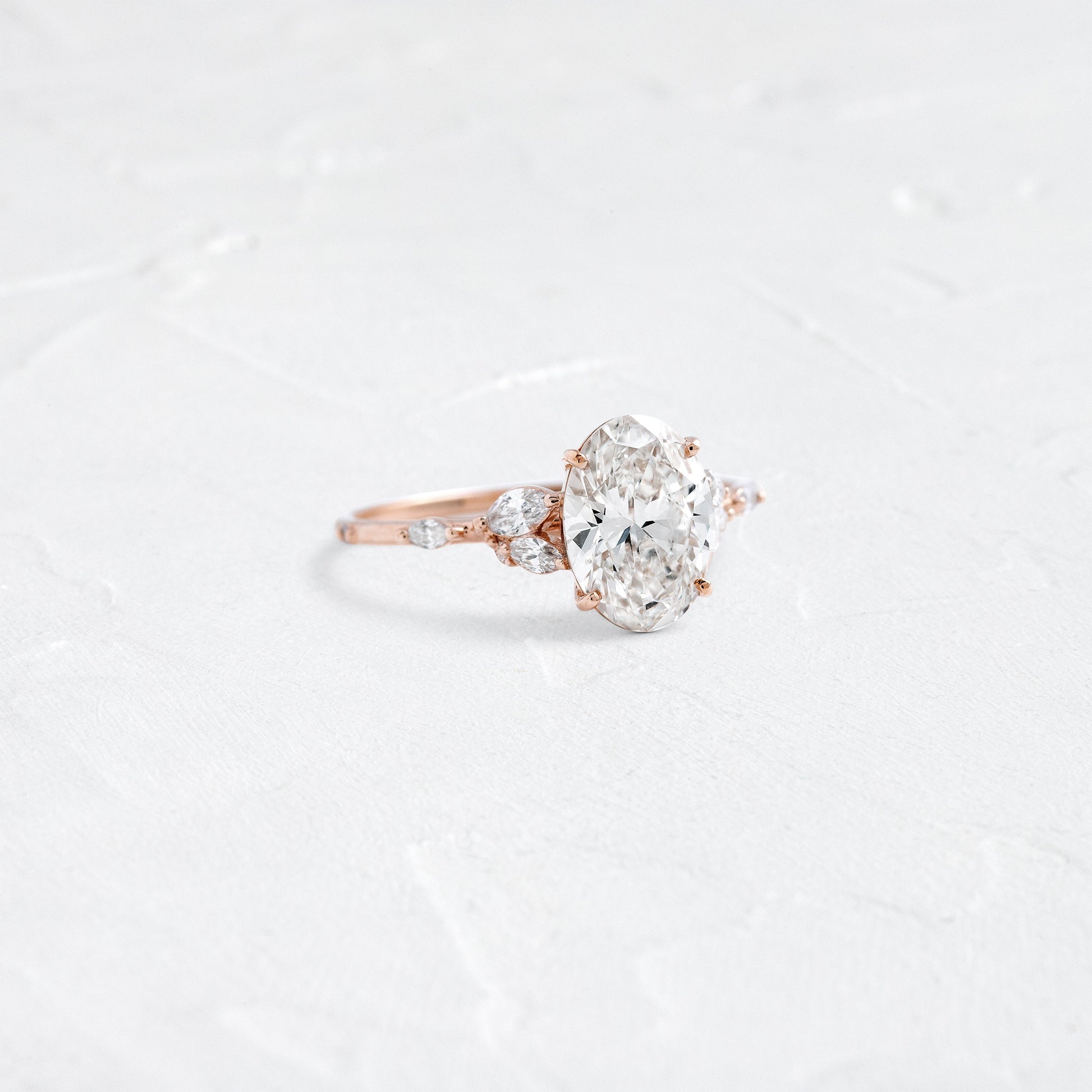 Cluster-Oval Lab Grown Diamond Engagement Ring