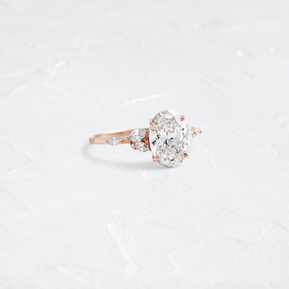 Cluster-Oval Lab Grown Diamond Engagement Ring