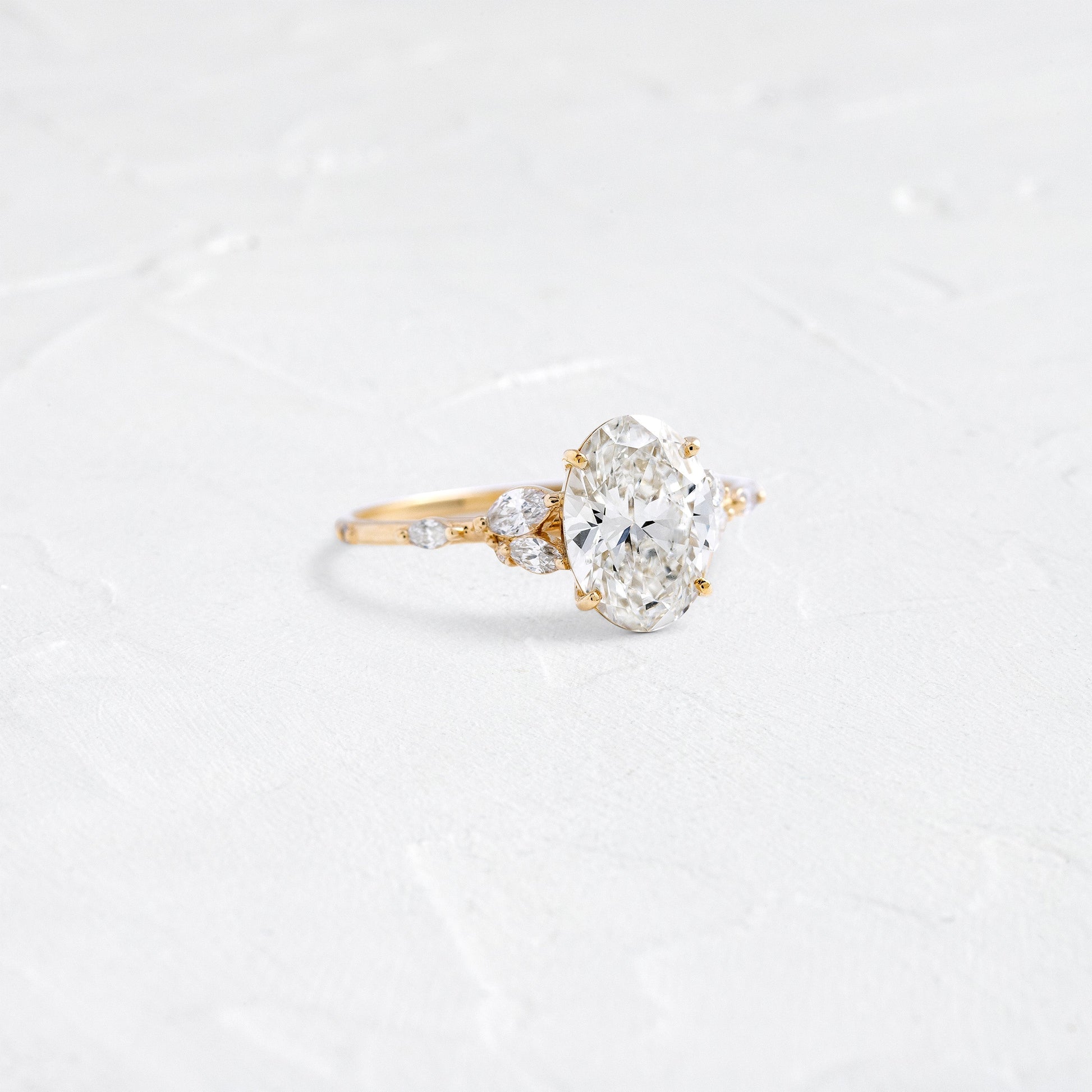 Cluster-Oval Lab Grown Diamond Engagement Ring