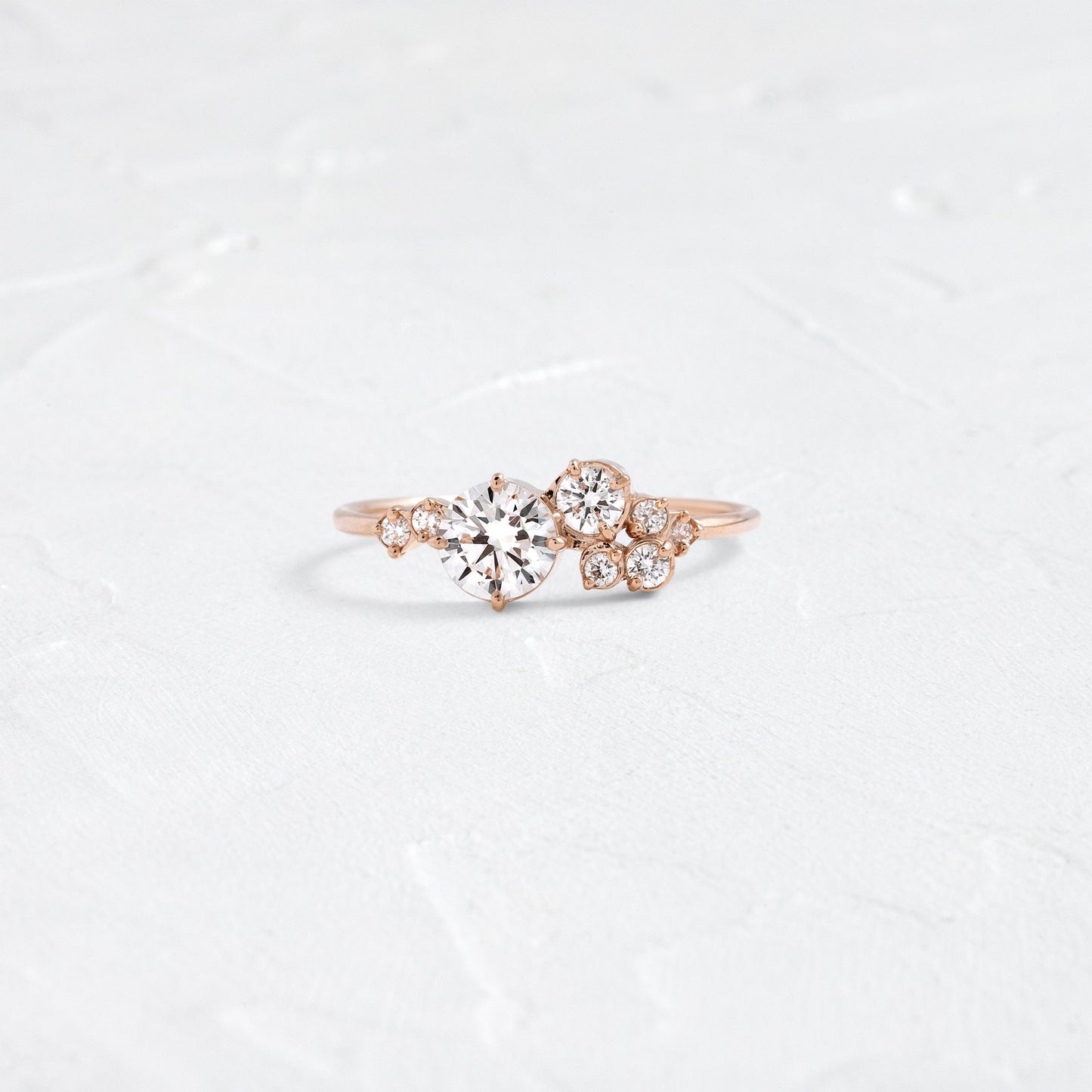 Bezel & Cluster Style-Round Lab Grown Diamond Engagement Ring