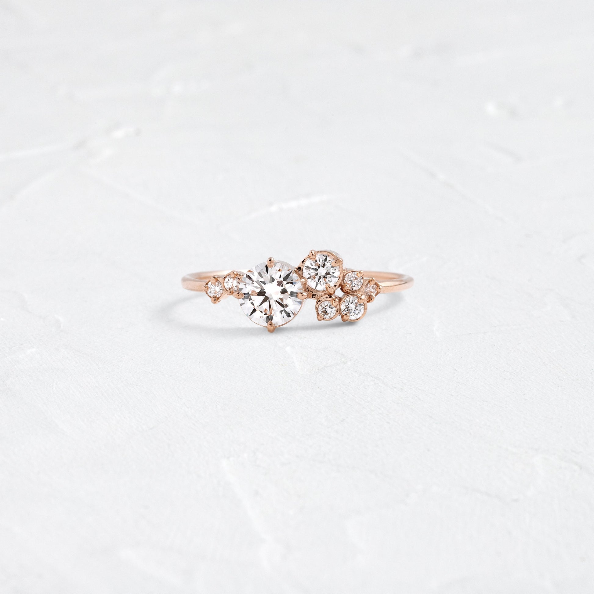 Bezel & Cluster Style-Round Lab Grown Diamond Engagement Ring