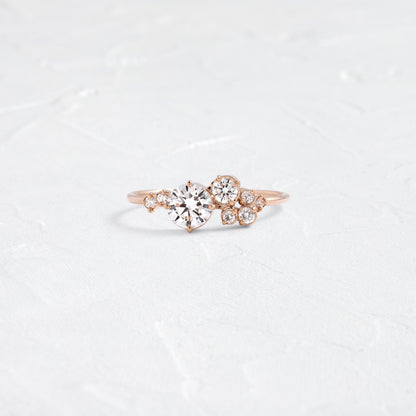 Bezel & Cluster Style-Round Lab Grown Diamond Engagement Ring