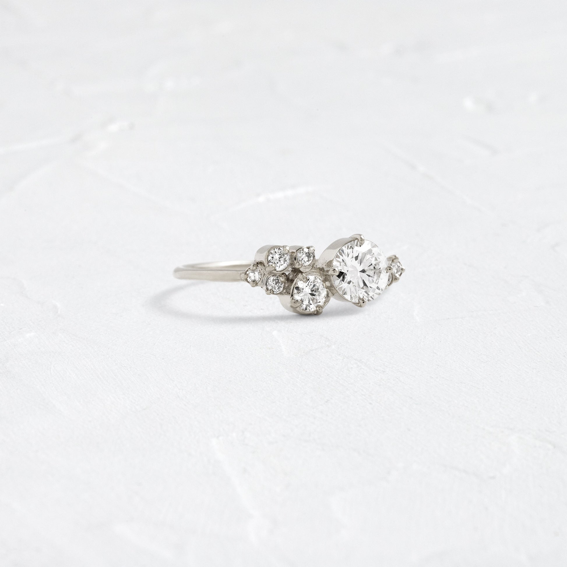 Bezel & Cluster Style-Round Lab Grown Diamond Engagement Ring