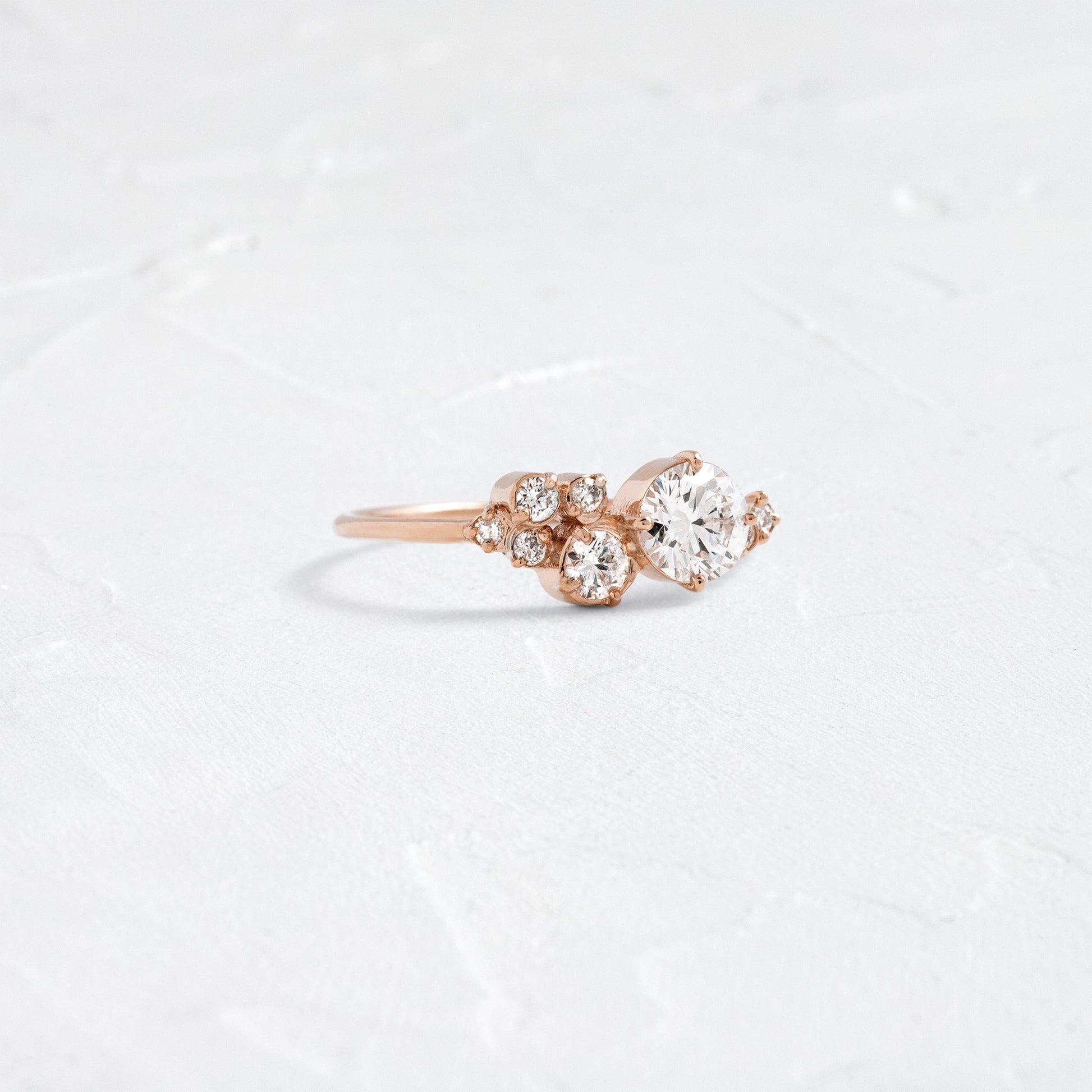 Bezel & Cluster Style-Round Lab Grown Diamond Engagement Ring