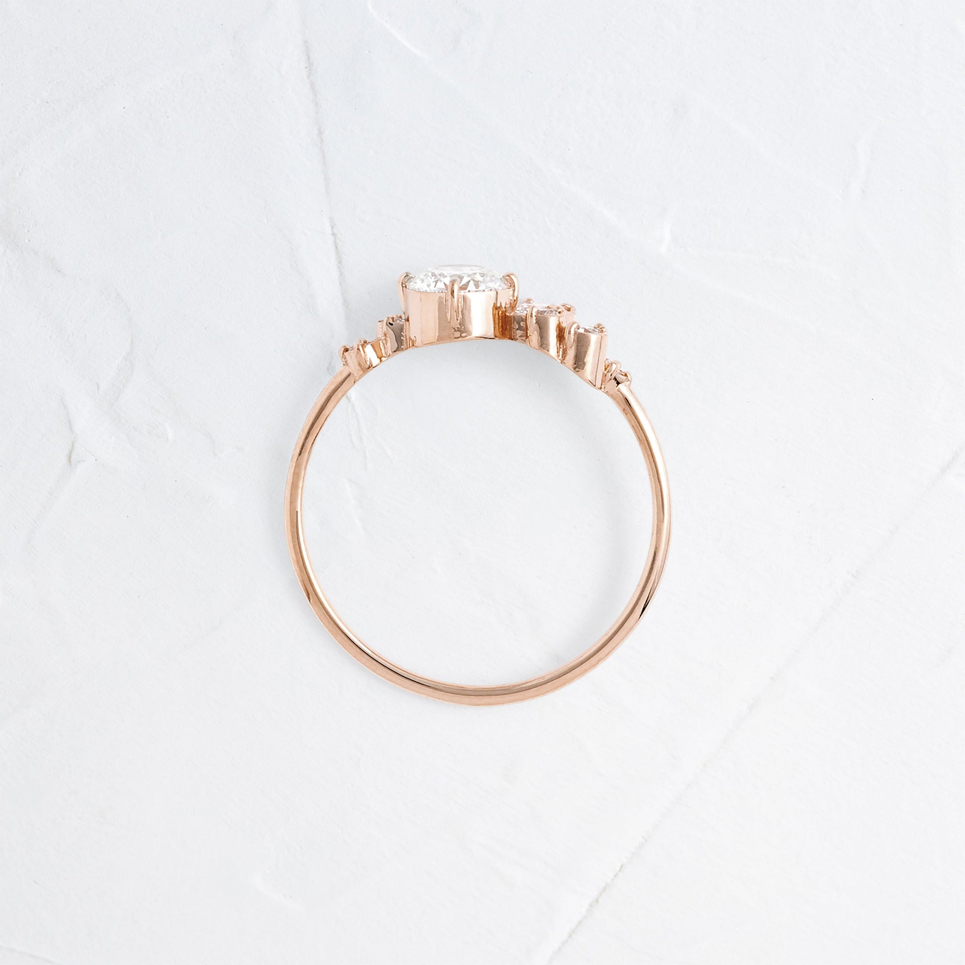 Bezel & Cluster Style-Round Lab Grown Diamond Engagement Ring