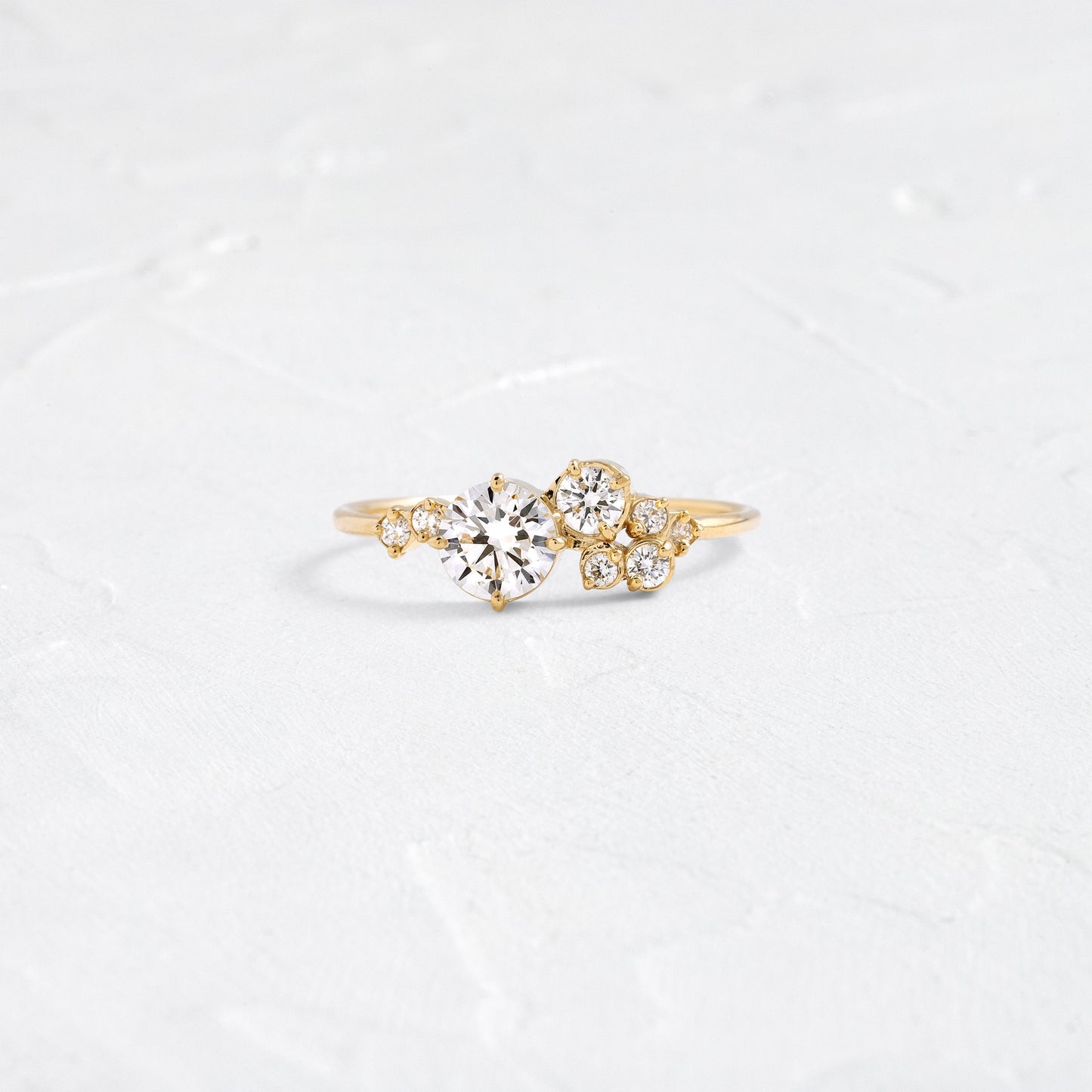 Bezel & Cluster Style-Round Lab Grown Diamond Engagement Ring