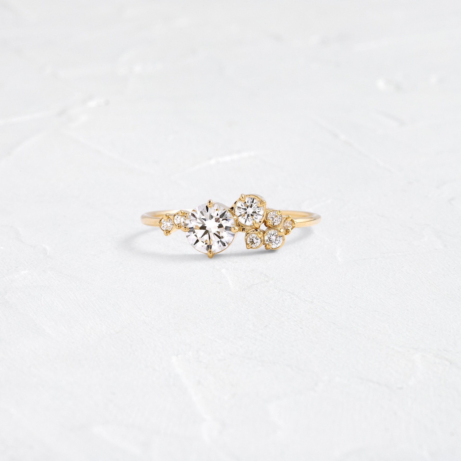 Bezel & Cluster Style-Round Lab Grown Diamond Engagement Ring