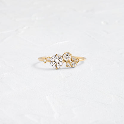 Bezel & Cluster Style-Round Lab Grown Diamond Engagement Ring