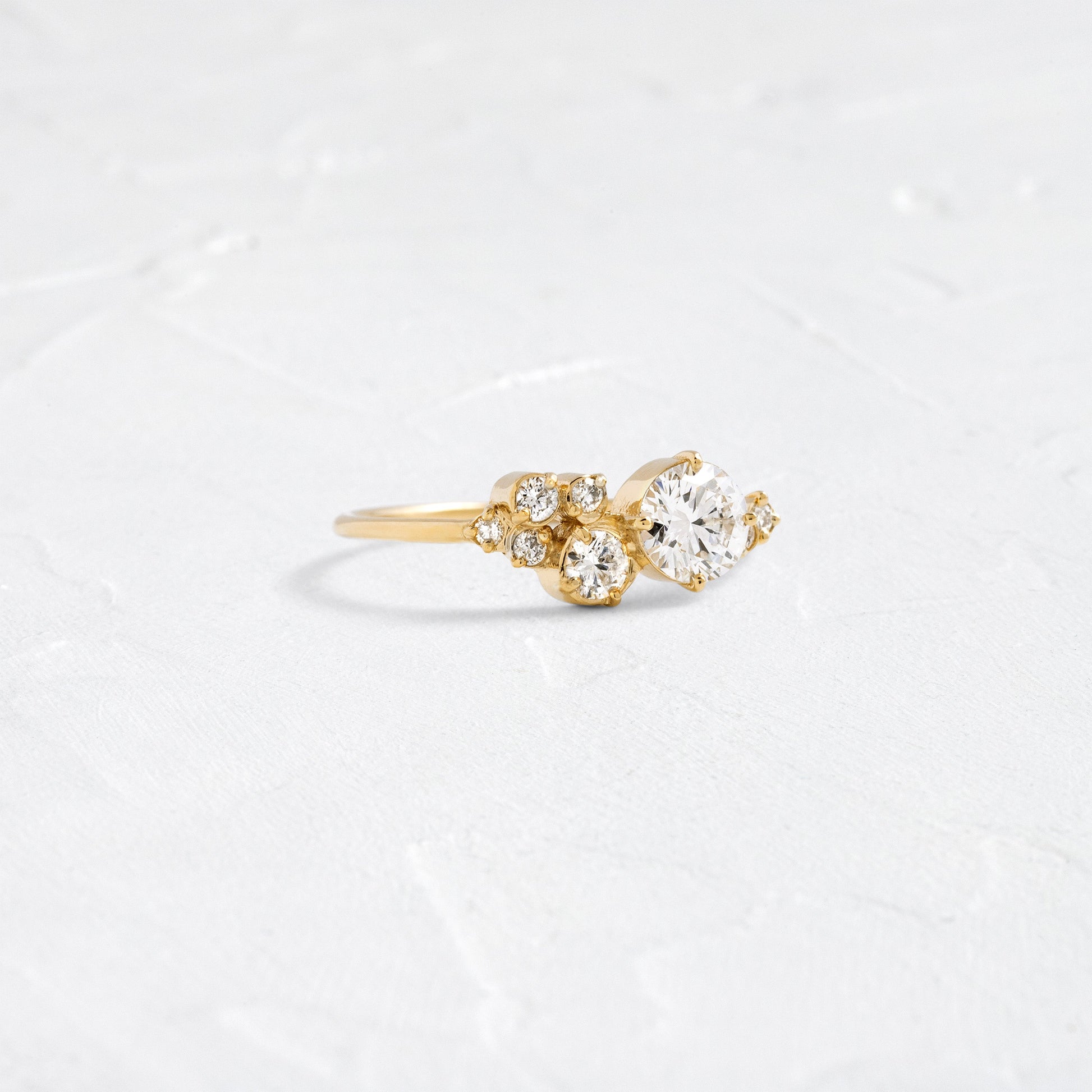 Bezel & Cluster Style-Round Lab Grown Diamond Engagement Ring