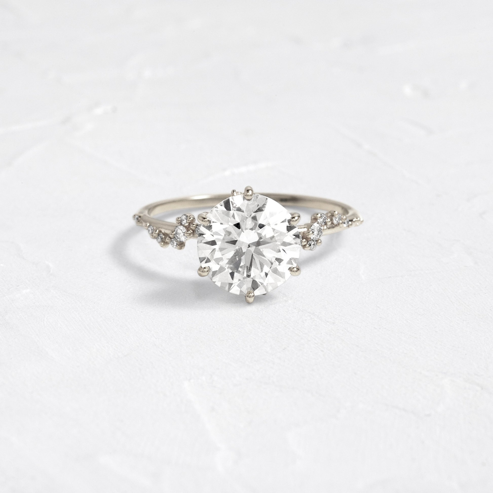 Cluster with Hidden Stone-Round Lab Grown Diamond Engagement Ring
