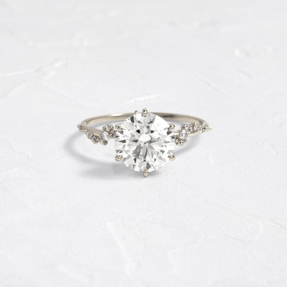 Cluster with Hidden Stone-Round Lab Grown Diamond Engagement Ring