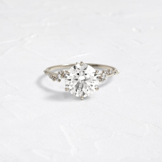 Cluster with Hidden Stone-Round Lab Grown Diamond Engagement Ring