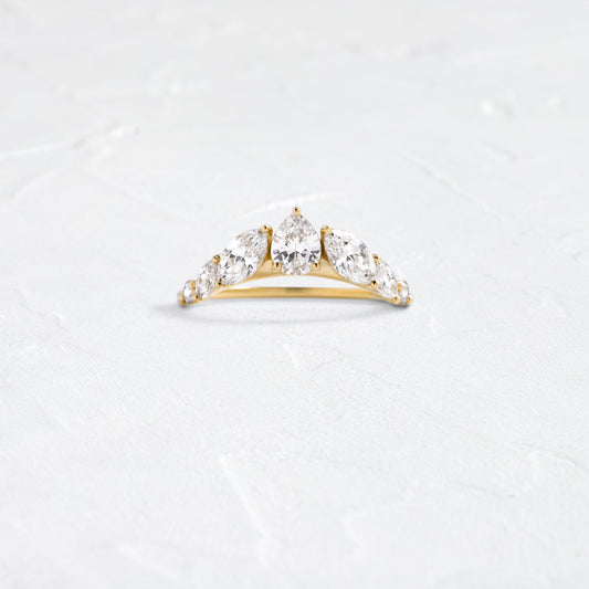 Cluster- 1.03 CT Marquise, Pear & Round Lab Grown Diamond Wedding Band