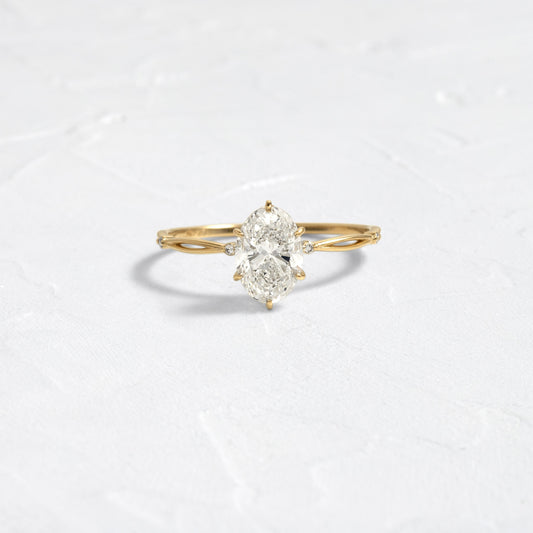 Criss Cross Dainty Pave-Oval Lab Grown Diamond Engagement Ring