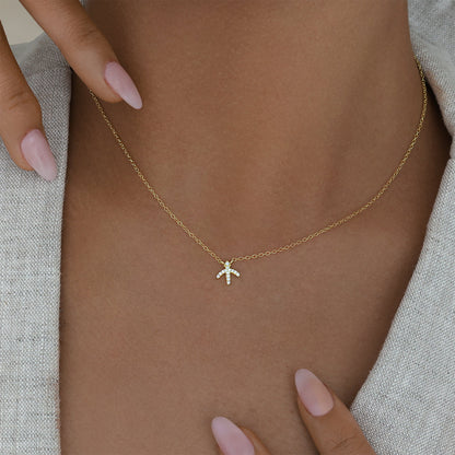 0.07 TCW Round Lab-Grown Diamond Sagittarius Necklace Charm in Gold 2