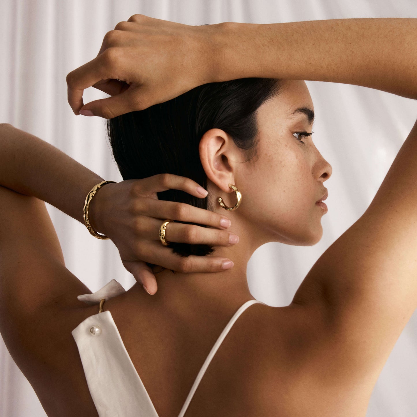 Golden Elegance: Textured Open Cuff Bracelet 10
