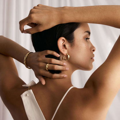 Golden Elegance: Textured Open Cuff Bracelet 10