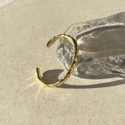 Golden Elegance: Textured Open Cuff Bracelet 9