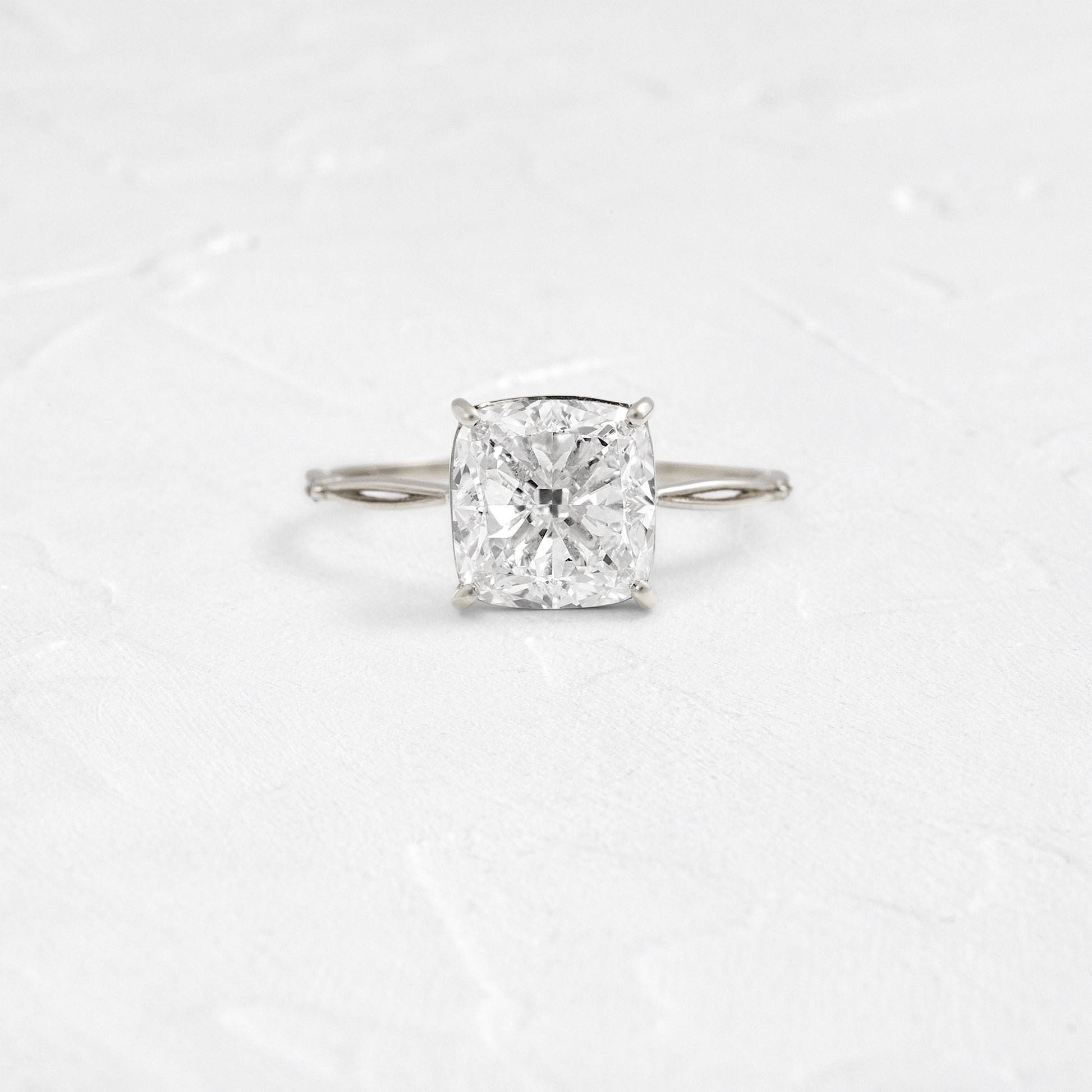 Criss Cross & Dainty Pave-Cushion Lab Grown Diamond Engagement Ring
