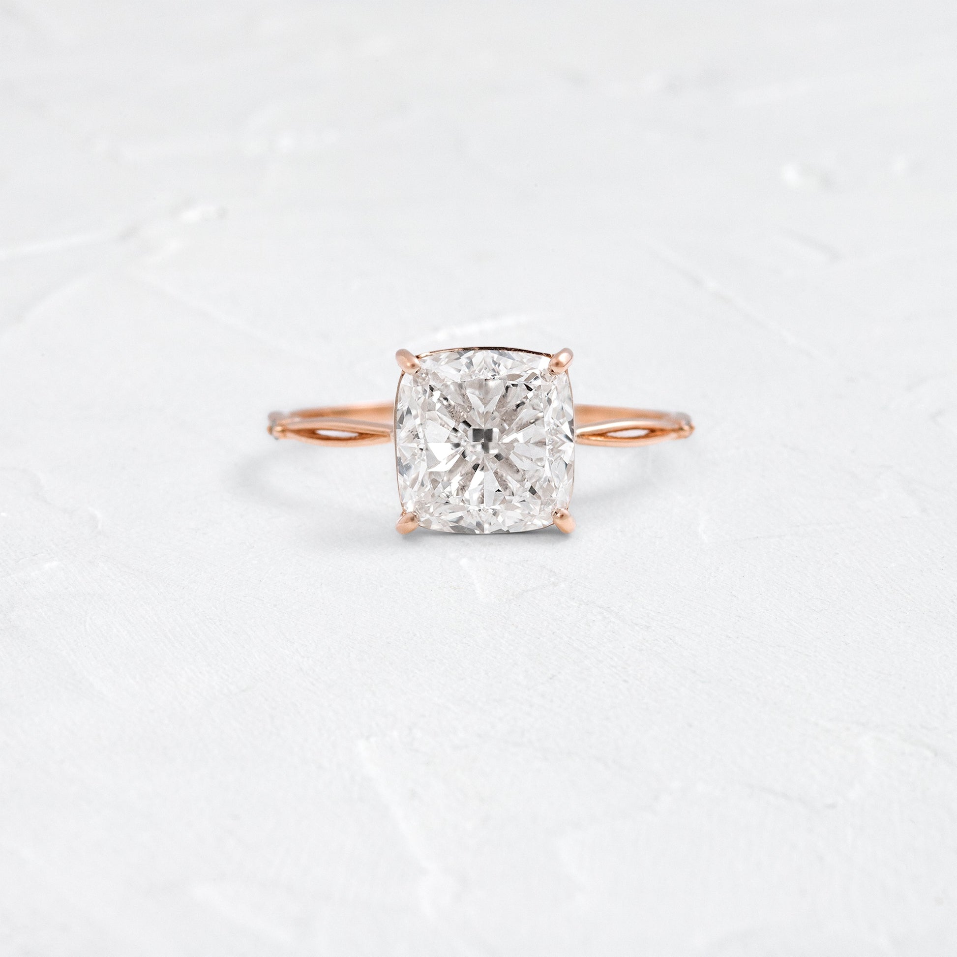 Criss Cross & Dainty Pave-Cushion Lab Grown Diamond Engagement Ring