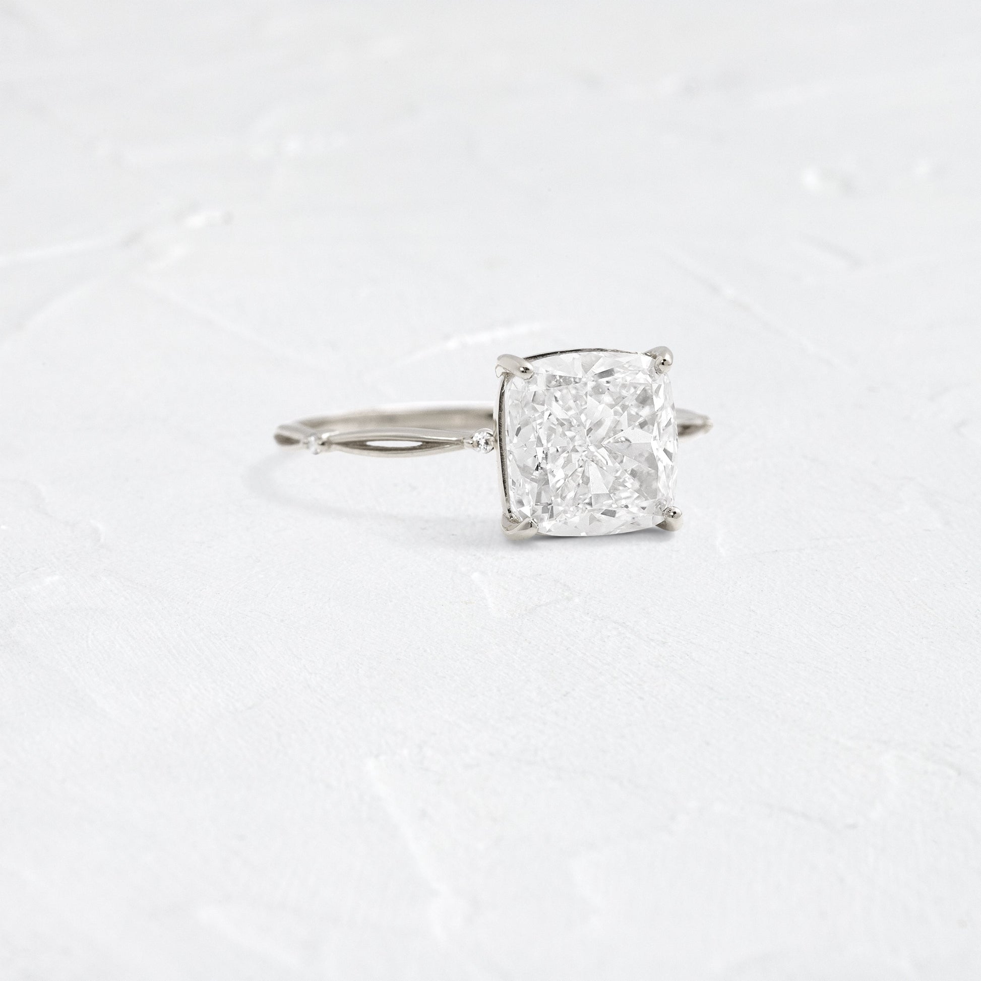Criss Cross & Dainty Pave-Cushion Lab Grown Diamond Engagement Ring