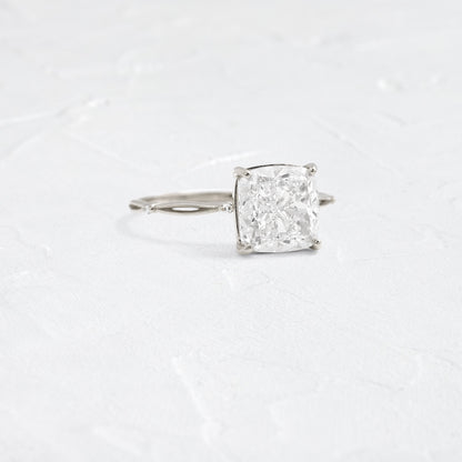 Criss Cross & Dainty Pave-Cushion Lab Grown Diamond Engagement Ring