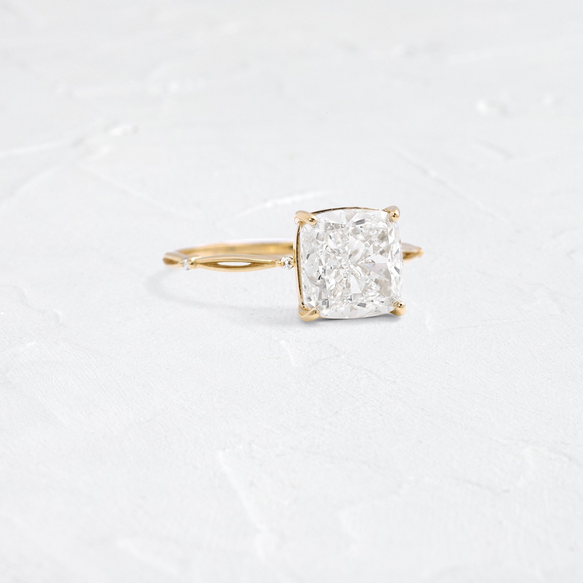 Criss Cross & Dainty Pave-Cushion Lab Grown Diamond Engagement Ring