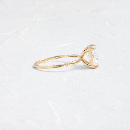 Criss Cross & Dainty Pave-Cushion Lab Grown Diamond Engagement Ring