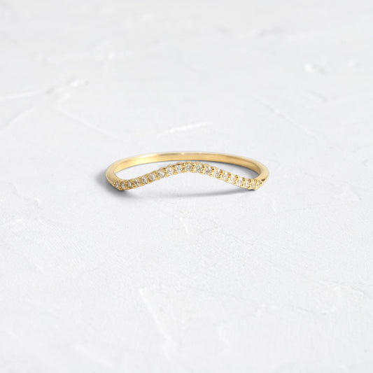 Chevron Pave- 0.076 CT Round Lab Grown Diamond Wedding Band