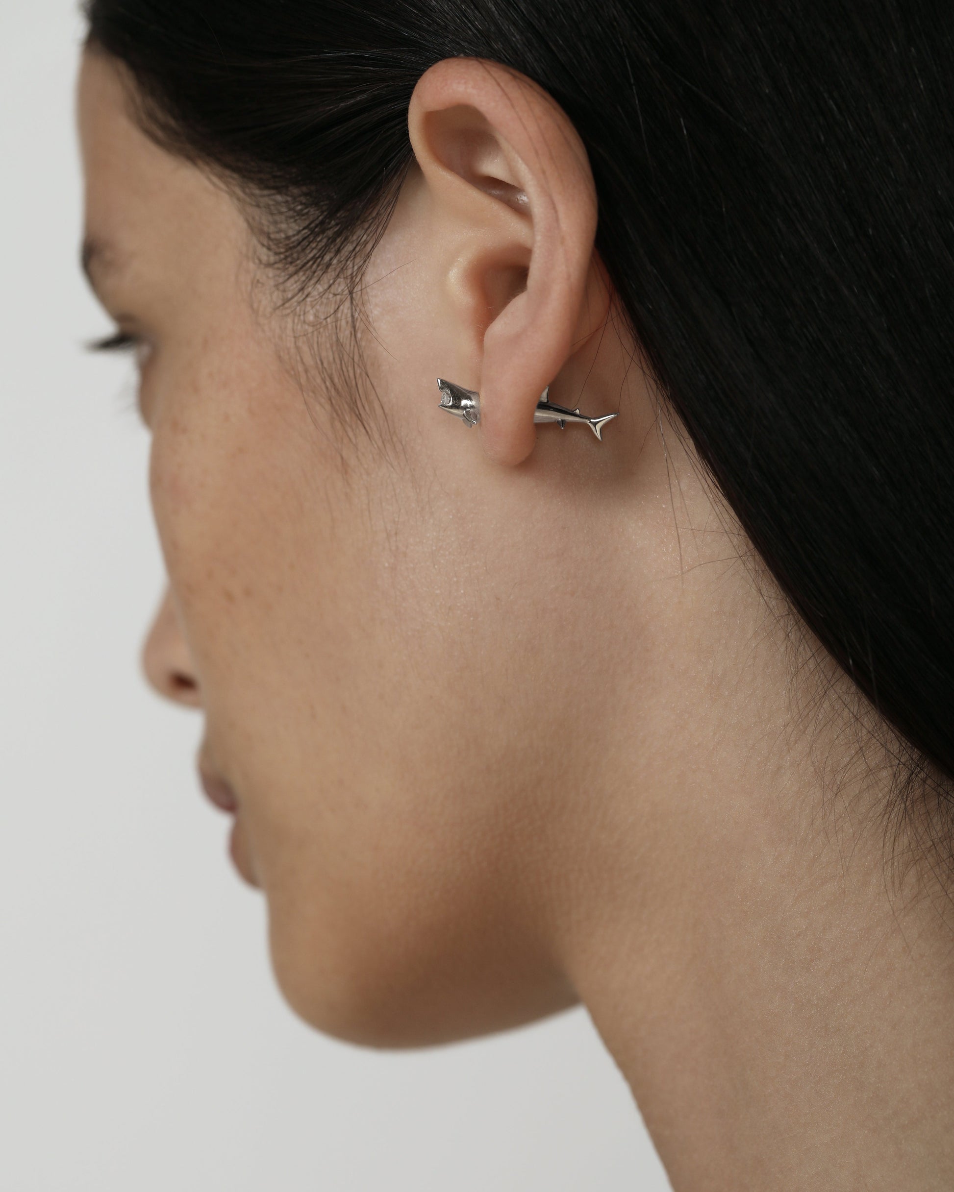 Shark Design 0.02 TCW Round Lab Grown Diamond Stud Earrings 5