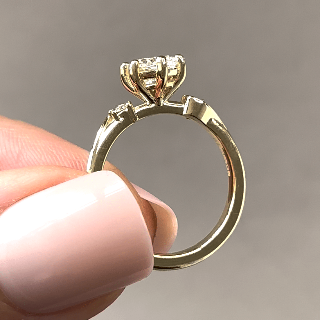 Three Stone Dainty Style-Cushion Lab Grown Diamond Engagement Ring