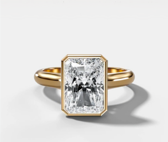 Custom Listing For Keifer- 1.50 Carat Radiant Cut Bezel Cathedral Lab Grown Diamond Ring