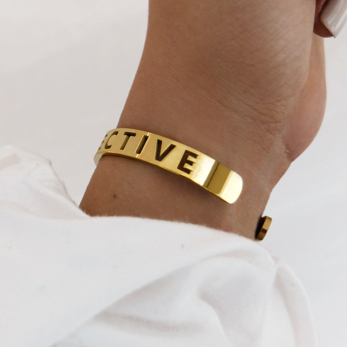 Elegant Personalized Gold Cutout Cuff Bracelet