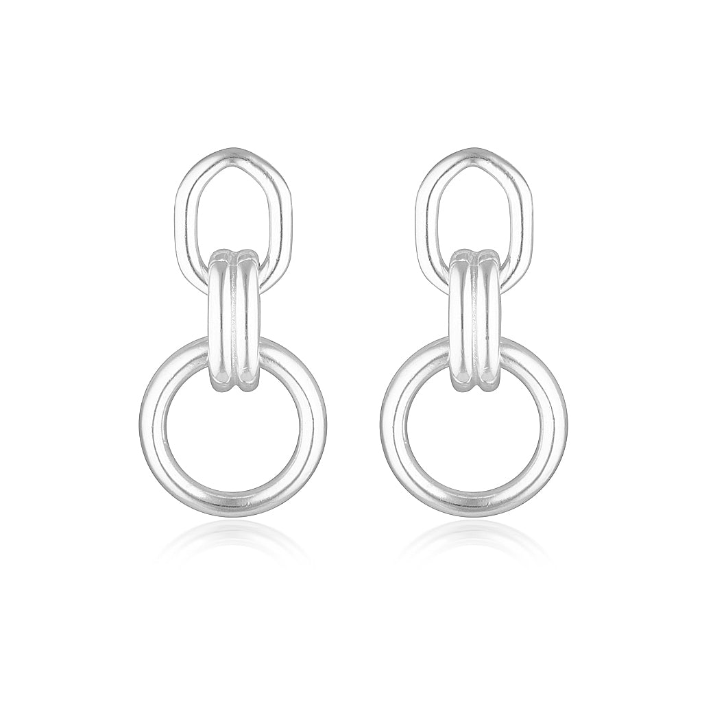 Elegant Silver Double Hoop Earrings 1
