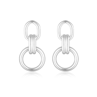 Elegant Silver Double Hoop Earrings 1