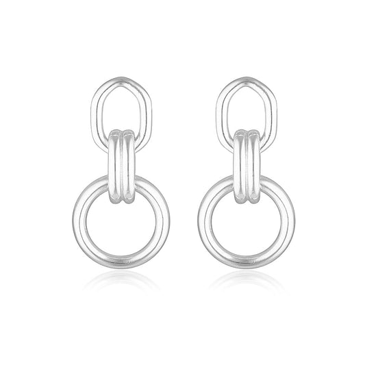 Elegant Silver Double Hoop Earrings