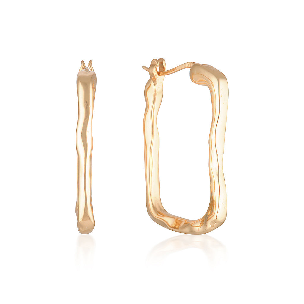 Elegant Gold Sculpted Hoop Earrings 1
