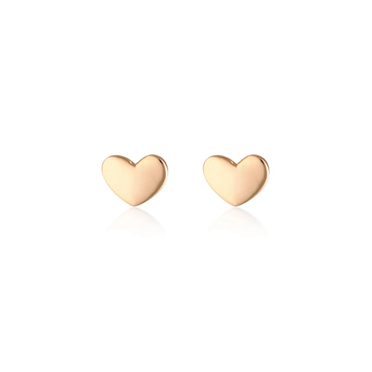 Golden Heart Shaped Stud Earrings