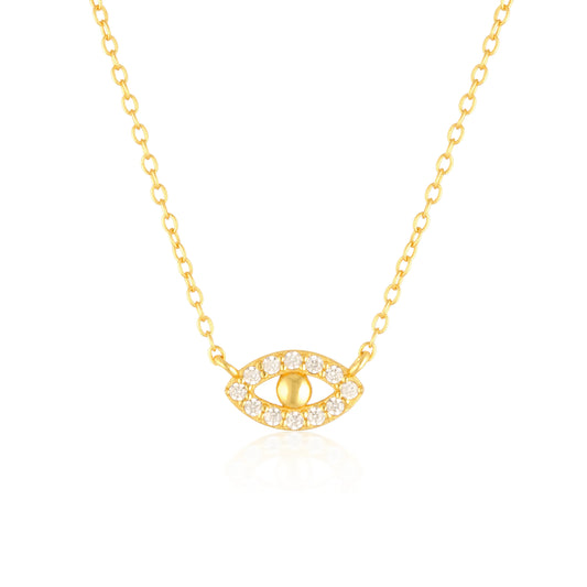 Golden Evil Eye Necklace with 0.3 TCW Round Lab-Grown Diamonds